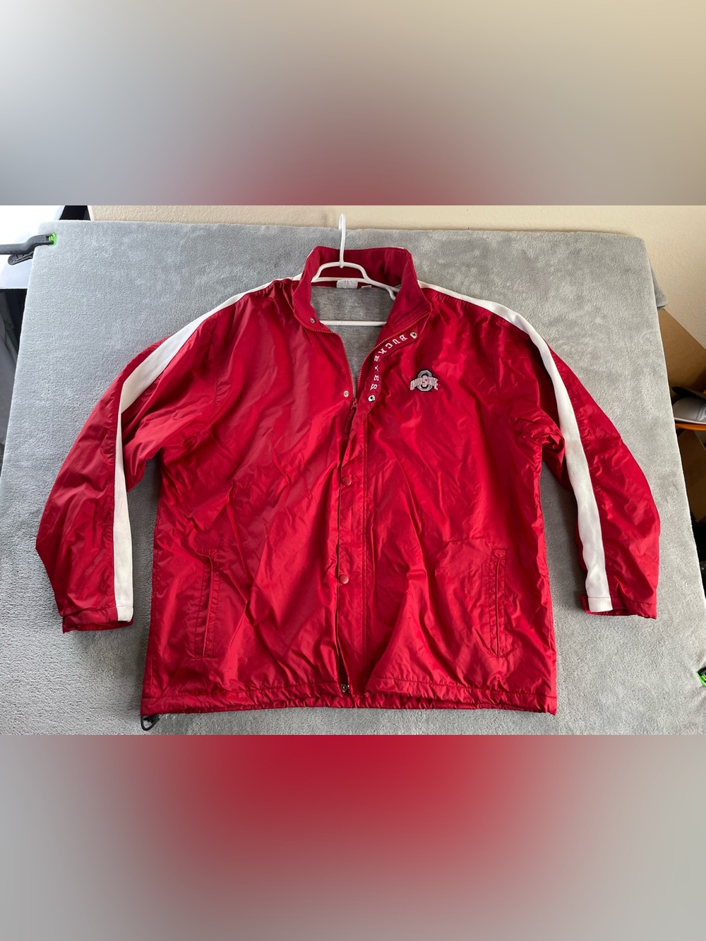 Ohio State Buckeyes Lined Full Zip Jacket Red White Embroidered Men's XL Relaxed